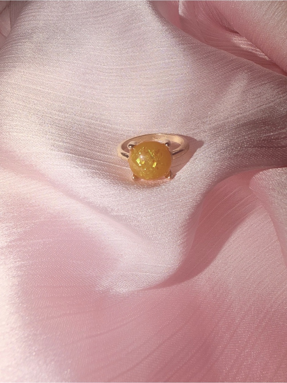 Yellow Resin Orb Cocktail Ring - Women Jewelry